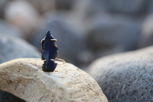 Arrowhead Black Obsidian Ring