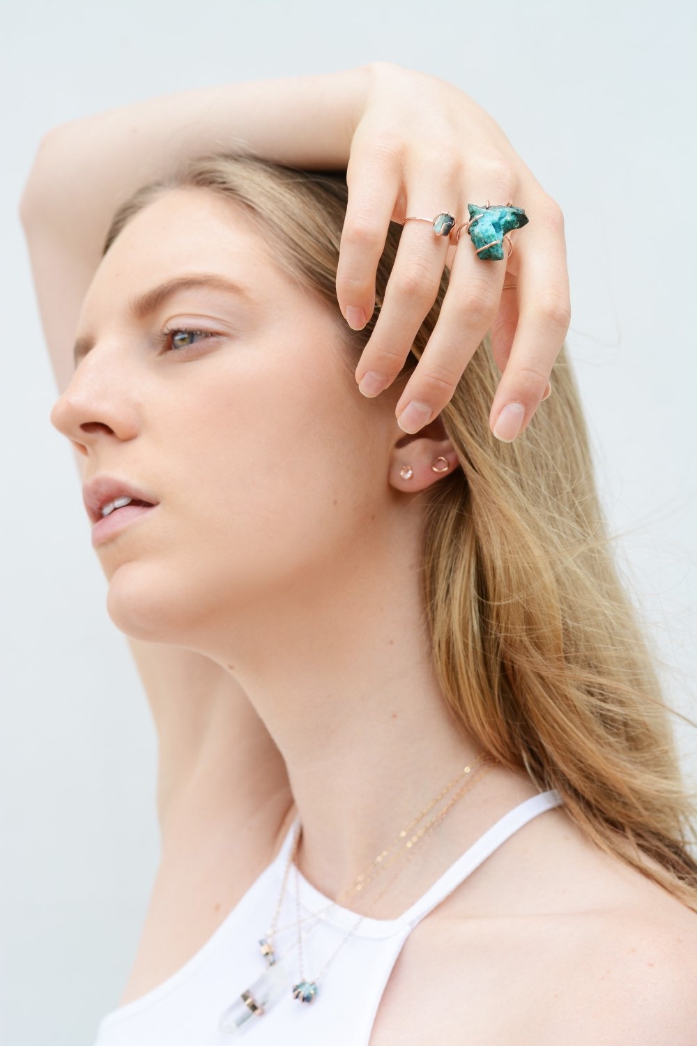 Raw blue Tourmaline ring